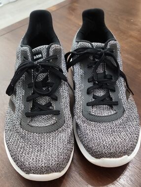 adidas Men's Black and White Knit Running Sneakers Size 12